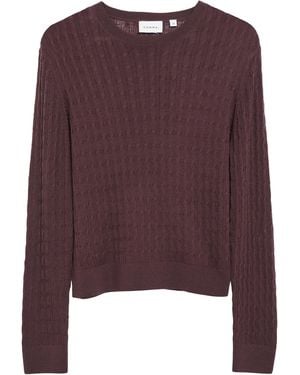 Comma, Strickpullover Aus Merinowolle Mit Zopfmuster - Lila