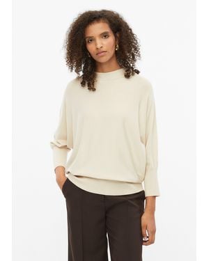 S.oliver Feinstrickpullover Mit Fledermausärmeln - Weiß