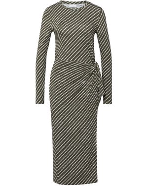 Comma, Jerseykleid Mit All-Over-Print Und Wickeldetail - Grau