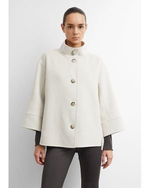 Comma, Oversize Doubleface-Jacke Mit Stehkragen - Weiß