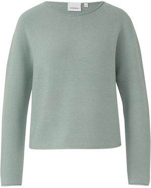 Comma, Strukturierter Strickpullover Mit Rollsaum - Grün