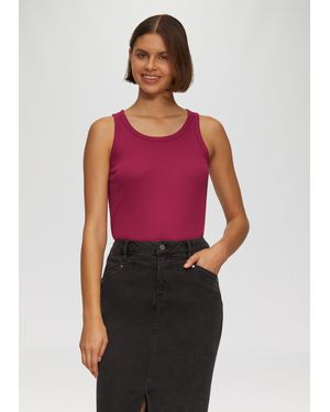 S.oliver Geripptes Tanktop aus Baumwollstretch - Lila