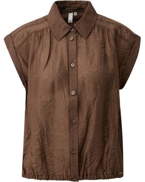 QS Leicht Transparente Viskosemixbluse - Braun