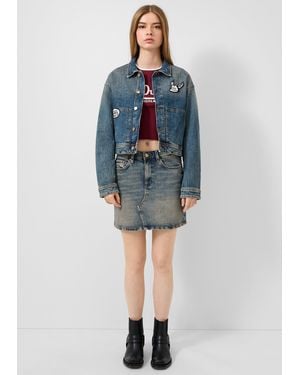 QS Jeansrock mit Stickerei | x Von Dutch - Blau
