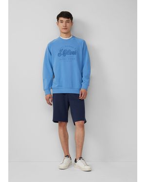 S.oliver Detroit: Sweat-Bermuda mit Flammgarnstruktur im Relaxed Fit - Blau