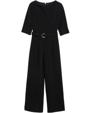 S.oliver Crêpe-Overall Mit Wide Leg Und Gürtel - Schwarz