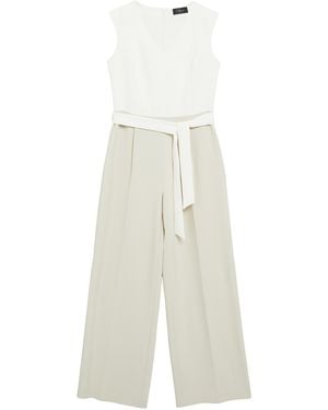 S.oliver Fließender Jumpsuit Mit Bindegürtel Und Eingrifftaschen - Weiß