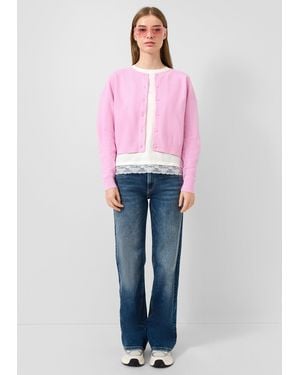 QS Jeans Catie High Rise Wide Fit - Pink