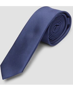 S.oliver Krawatte aus Seidenmix mit Jacquard-Muster - Blau