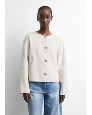 Comma, Doubleface-Jacke Mit Abnehmbarem Schal - Weiß