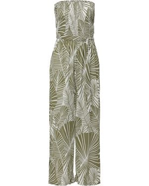 S.oliver Strand-Overall Mit Palmen-Print - Grün