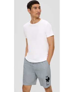 S.oliver Bermuda-Shorts im Relaxed Fit mit Print-Detail - Weiß