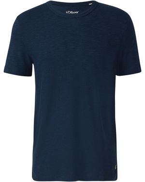 S.oliver T-Shirt Aus Heavy Jersey Mit Flammgarnstruktur - Blau