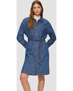 S.oliver Jeans-Hemdkleid im Relaxed Fit mit Bindegürtel - Blau