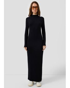 QS Rippkleid Mit Stehkragen - Blau