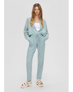 QS Regular: Straight-Leg-Hose aus Leinenmix - Blau