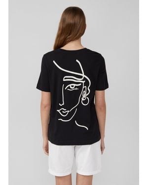 S.oliver T-Shirt im Relaxed Fit mit Front- und Rückenprint - Schwarz