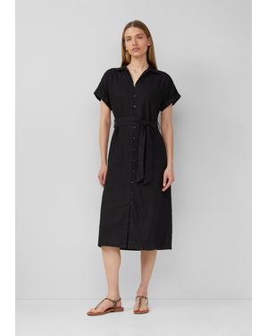 S.oliver Midikleid aus Leinenmix mit Eingrifftaschen - Schwarz