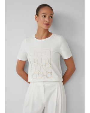 S.oliver Jersey-T-Shirt mit glänzendem Frontprint - Weiß