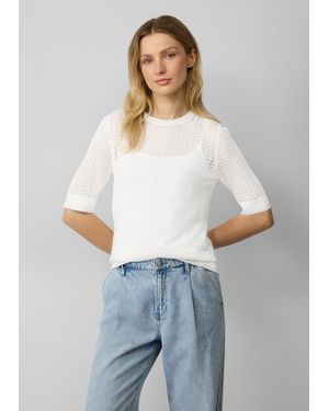 S.oliver Ajour-Feinstrickpullover aus Viskosemix - Weiß