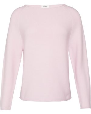 S.oliver Strickpullover Mit U-Boot-Ausschnitt Und Rollsaum - Pink