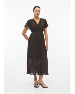 Comma, Plissiertes Kleid - Braun