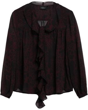 S.oliver Transparente Chiffonbluse Mit Volants - Schwarz