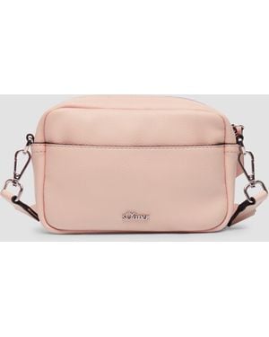 S.oliver Camera-Bag mit Logo-Schultergurt und Reißverschluss - Pink