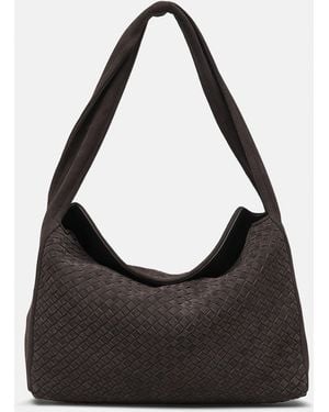 Comma, Geflochtene Shoulder Bag Aus Veloursleder - Schwarz