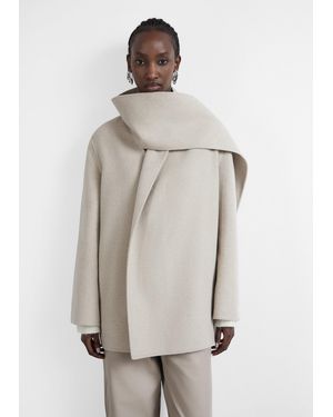 Comma, Doubleface-Jacke Aus Wollmix Mit Schalkragen - Natur