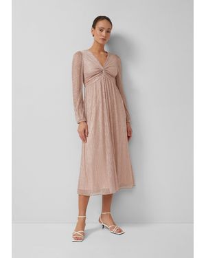 S.oliver Plissiertes Maxikleid Mit Knoten-Detail Und Metallic-Effekt - Weiß