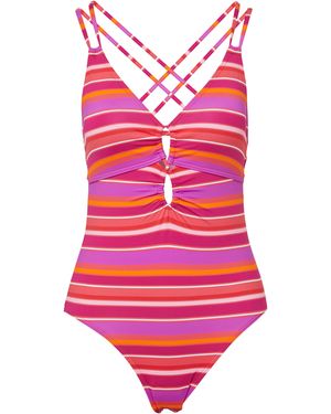 S.oliver Badeanzug Im Streifen-Design - Pink