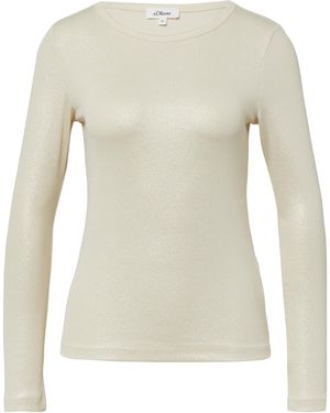 S.oliver Ripp-Shirt Mit Glitzer-Effekt - Weiß