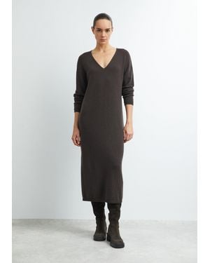 Comma, Oversized Strickkleid Aus Wollmix - Schwarz