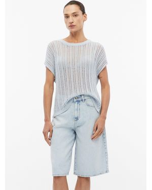 Comma, Poncho Van Viscosemix Met Glittergaren - Wit