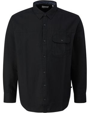 S.oliver Regular Fit: Hemd Mit Brusttasche Und Nahtdetails - Schwarz