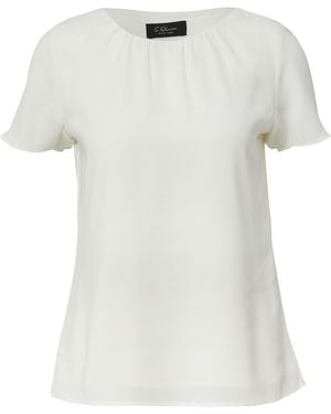 S.oliver Bluse Mit Viskosefutter Und Rundhalsausschnitt - Weiß