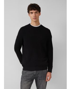 S.oliver Strickpullover mit Crew Neck und Strukturmuster - Schwarz