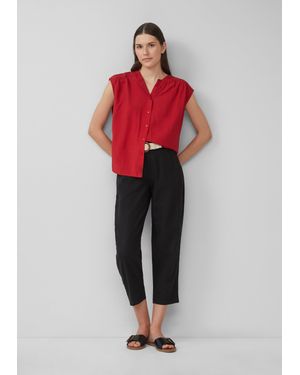 S.oliver Cropped Chino aus Leinenmix mit geflochtenem Gürtel - Rot