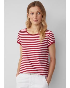 S.oliver T-Shirt mit Rollkanten und Flammgarnstruktur - Rot