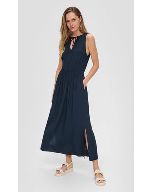 S.oliver Satin-Kleid mit Schleifendetail - Blau