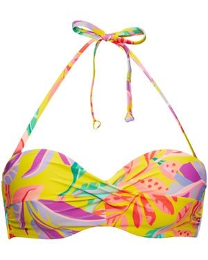S.oliver Bügel-Bandeau-Top Mit Blumendesign - Gelb