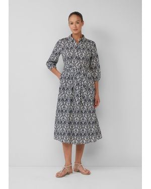 S.oliver Midikleid mit Hemdkragen und All-over-Print - Grau