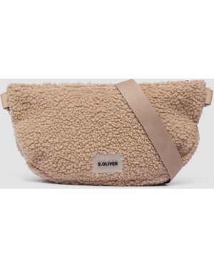 S.oliver Crossbody-Bag aus Teddyplüsch - Natur