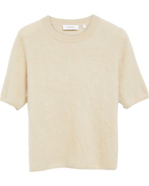 Comma, Kurzarm-Pullover Aus 100% Gebrushter Wolle - Weiß