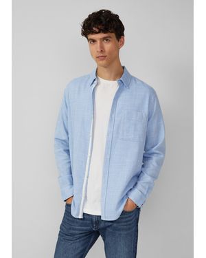 S.oliver Regular Fit: Gemustertes Langarmhemd mit Brusttasche - Blau