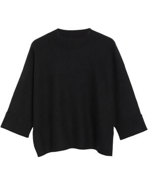Comma, Poncho-Pullover Mit 3/4-Ärmeln Im Loose Fit - Schwarz