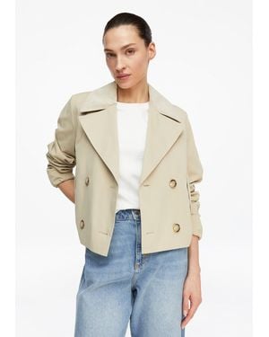 Comma, Trench-Jacke Mit Kordkragen Im Boxy Fit - Weiß