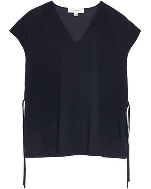 Comma, Lockere Crêpe-Bluse Mit Bindedetails - Blau