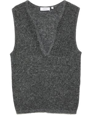 Comma, Oversize-Strickpullunder Mit Pailletten - Grau